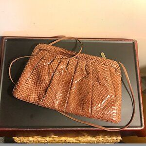 Palizzio Rose snake evening handbag with shoulder strap ~ 13" x 8" x 2.5", VTG